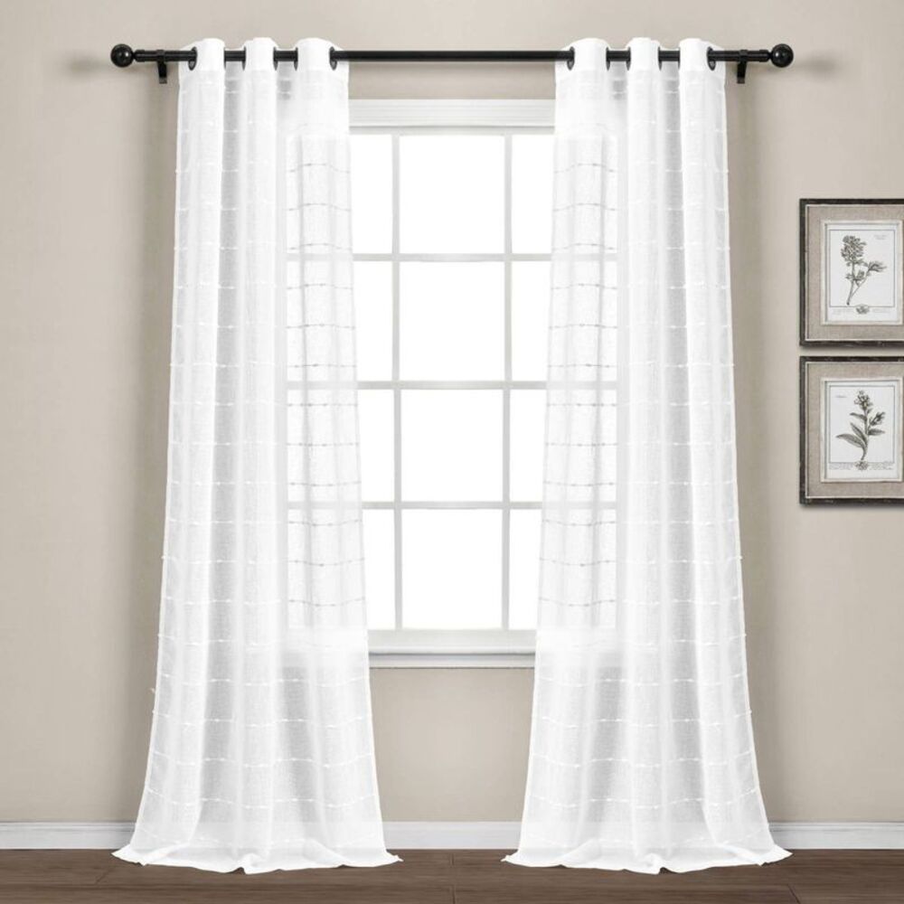 Open Box - Lush Decor - Set of 2 (108"x38") Farmhouse Textured Grommet She White